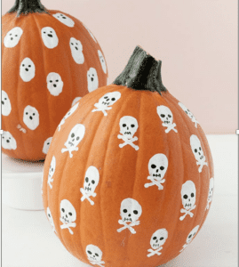 No-Carve Pumpkin: use white paint fingerprints on a pumpkin to create ghosts or skeletons 